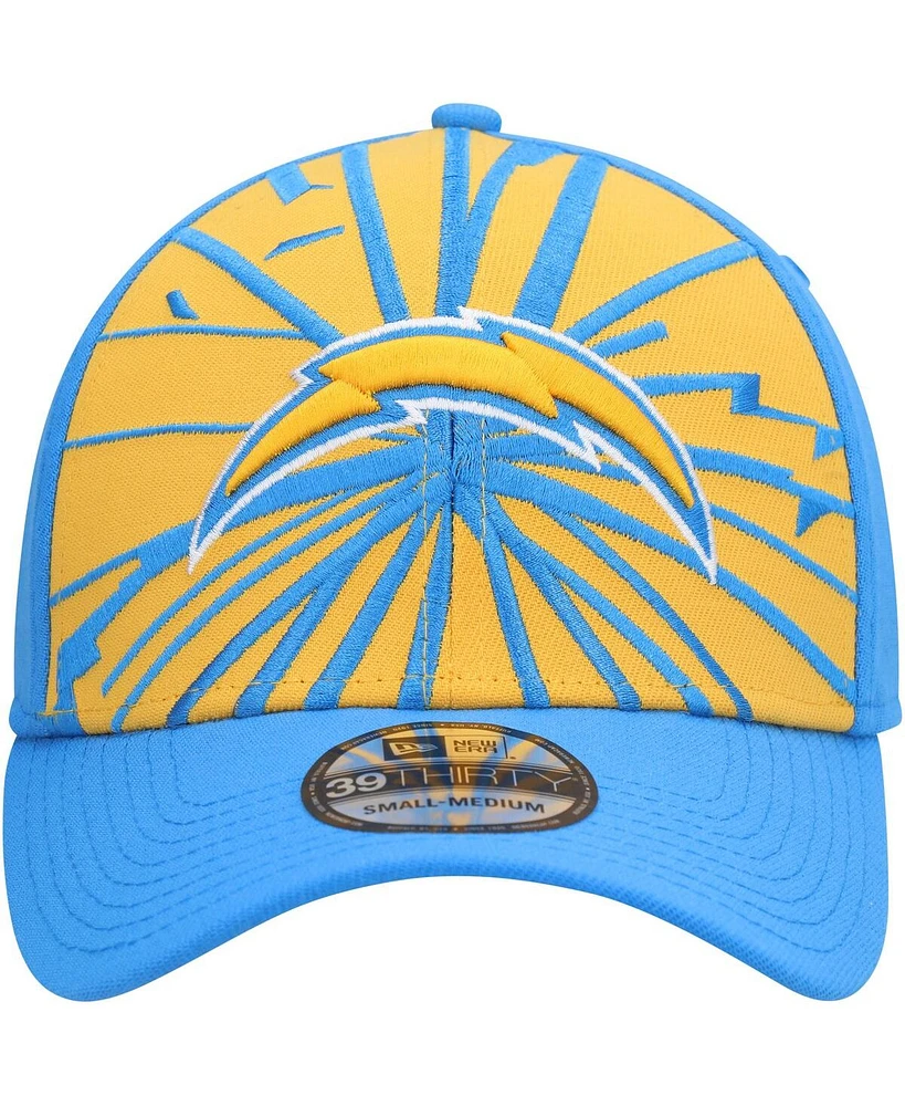 Men's New Era Gold, Powder Blue Los Angeles Chargers Shattered 39THIRTY Flex Hat