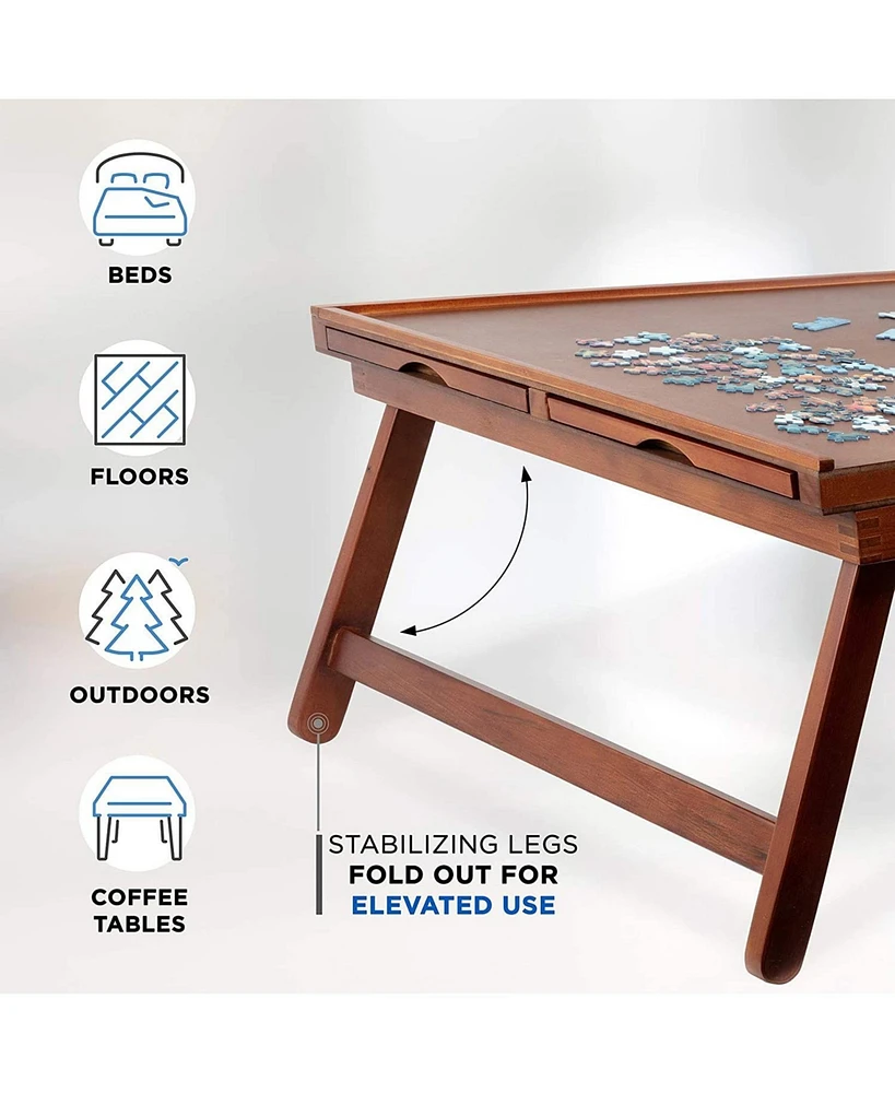 Jumbl 1000pc Puzzle Board 23”x31” Wooden Puzzle Table w/Legs