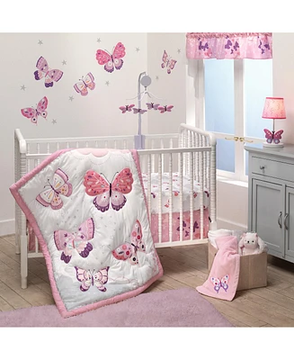 Bedtime Originals Butterfly Kisses Pink/Purple 3-Piece Baby Crib Bedding Set