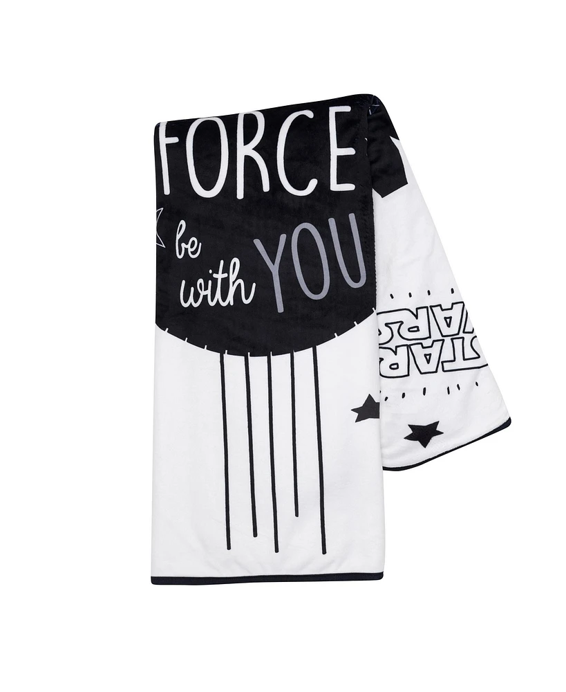 Lambs & Ivy Star Wars Millennium Falcon Black/White Soft Faux Shearling Baby Blanket