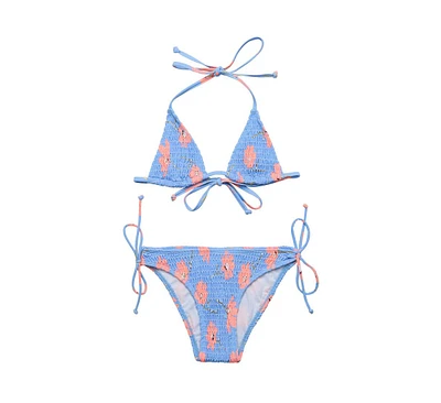 Snapper Rock Big Girls Toddler|Child Beach Bloom Shirred Triangle Bikini