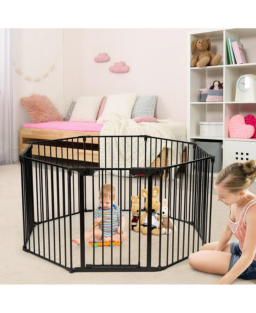 Costway Baby 8 Panel Safe Metal Gate Play Yard