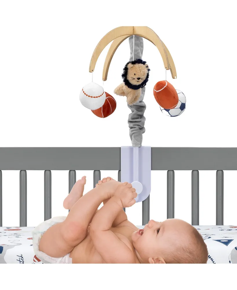 Lambs & Ivy Hall of Fame Lion/Sports Balls Musical Baby Crib Mobile Soother Toy