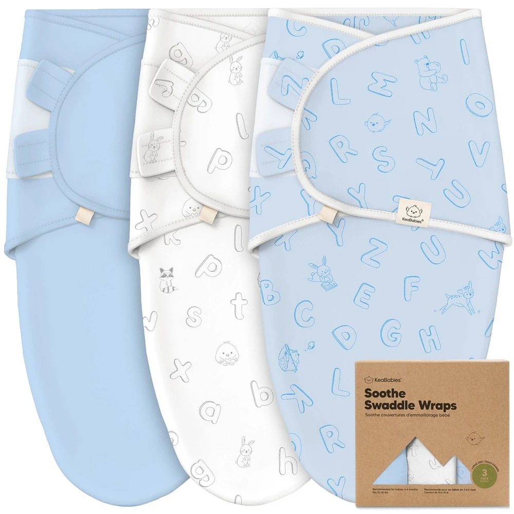 KeaBabies 3pk Soothe Baby Swaddle, Swaddle Sleep Sacks, Newborn, Infant Sack