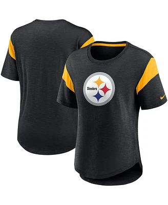 Women's Nike Heather Black Pittsburgh Steelers Primary Logo Fashion Top