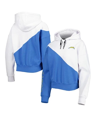 Women's Dkny Sport White and Powder Blue Los Angeles Chargers Bobbi Color Blocked Pullover Hoodie