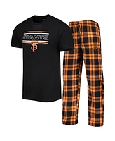 Men's Concepts Sport Black, Orange San Francisco Giants Badge T-shirt and Pants Sleep Set