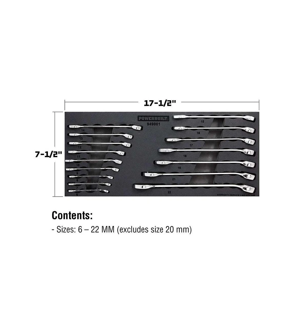 Powerbuilt 16 Piece Pro Tech Metric Combination Wrench Set