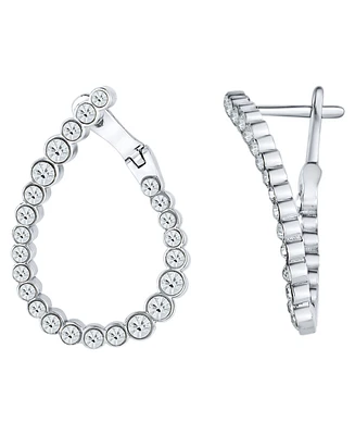 And Now This Crystal Stone Pear Shape Post Hoop Earrings