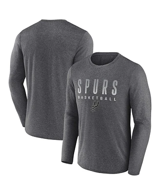 Men's Fanatics Heathered Charcoal San Antonio Spurs Where Legends Play Iconic Practice Long Sleeve T-shirt