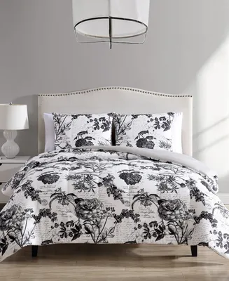 Hallmart Collectibles Painted Script 3 Piece Reversible Comforter Sets, Exclusively at Macy's