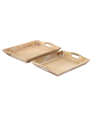 Rosemary Lane Wood Tray, Set of 2, 18", 17" W