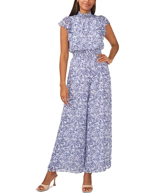 Msk Women's Flutter-Sleeve Smocked-Waist Jumpsuit