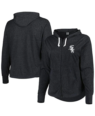 Women's Soft As A Grape Black Chicago White Sox Plus Size Full-Zip Tri-Blend Hoodie