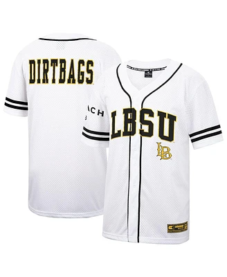Men's Colosseum White Cal State Long Beach The Beach Free-Spirited Full-Button Baseball Jersey