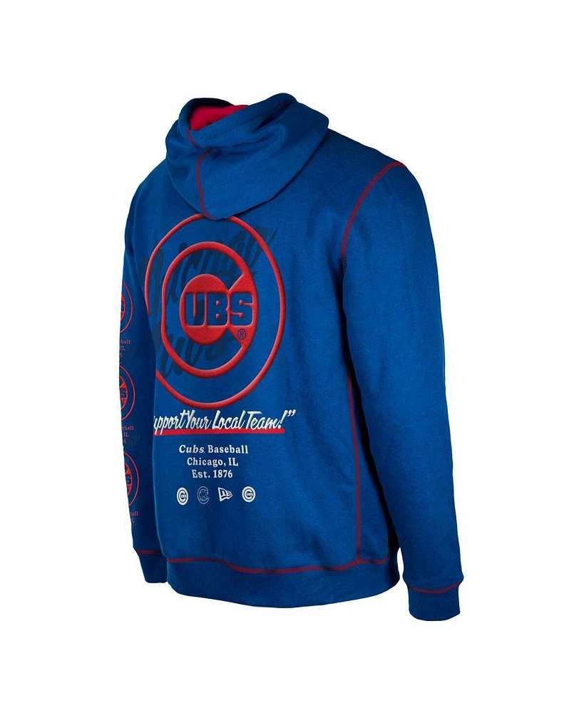Men's New Era Royal Chicago Cubs Team Split Pullover Hoodie