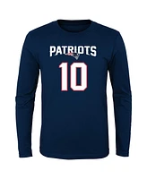 Big Boys Mac Jones Navy New England Patriots Mainliner Player Name and Number Long Sleeve T-shirt