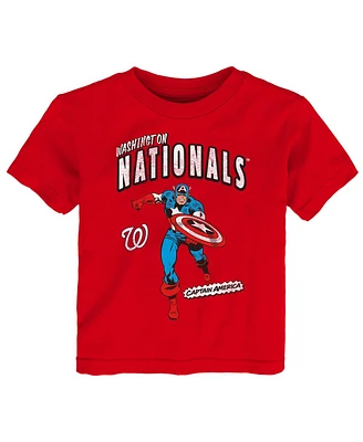 Toddler Boys and Girls Red Washington Nationals Team Captain America Marvel T-shirt