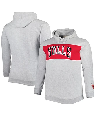 Men's Fanatics Heather Gray Chicago Bulls Big and Tall Wordmark Pullover Hoodie