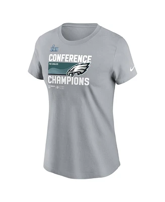 Women's Nike Gray Philadelphia Eagles 2022 Nfc Champions Trophy Collection T-shirt