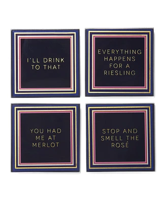 Trina Turk 4" Glass Coaster Set, 4 Piece