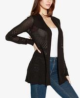 Belldini Women's Pointelle Long Sleeves Open Cardigan Sweater