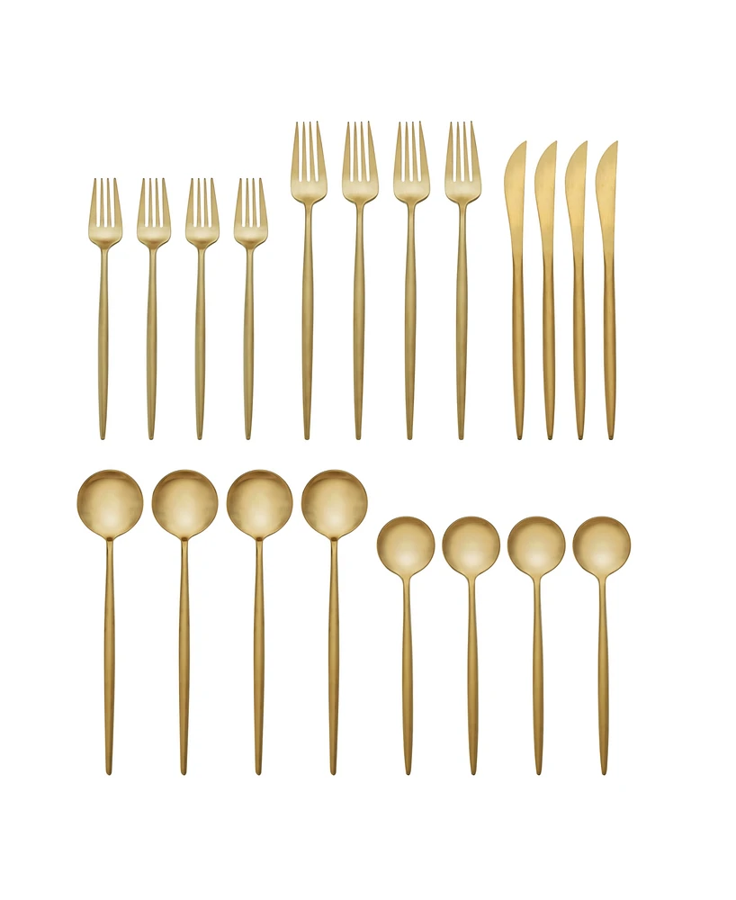 Skandia Hampton Forge Zephyr Satin Gold 20-pc Flatware Set, Service for 4