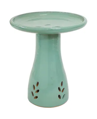 Outdoor Weather-Resistant Garden Patio Classic High-Fired Smooth Ceramic Hand-Painted Bird Bath