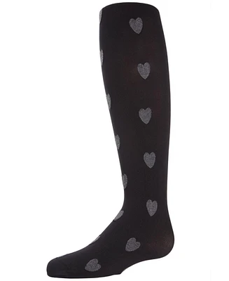 MeMoi Girls Heathered Heart Opaque Tights
