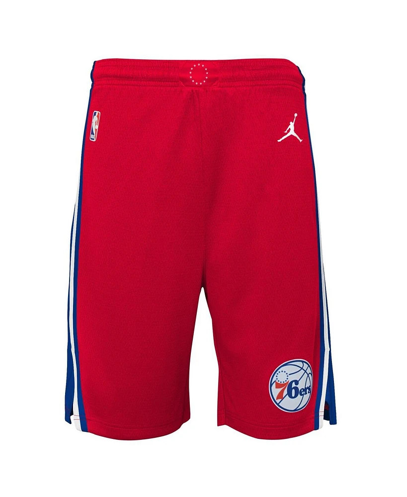 Big Boys and Girls Jordan Red Philadelphia 76ers Statement Edition Swingman Performance Shorts