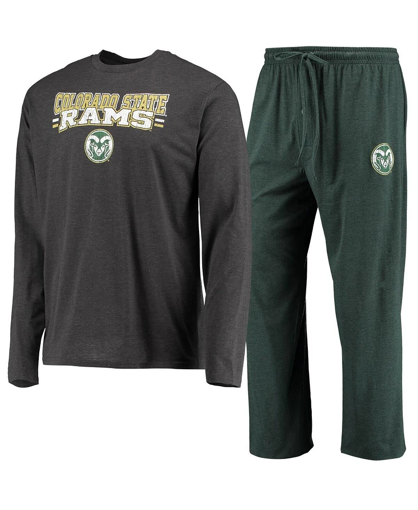 Men's Concepts Sport Green, Heathered Charcoal Colorado State Rams Meter Long Sleeve T-shirt and Pants Sleep Set