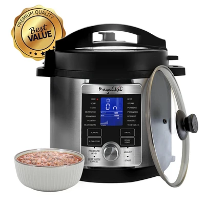 MegaChef 6 Quart Stainless Steel Electric Digital Pressure Cooker