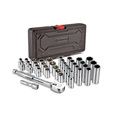 Powerbuilt 38 Piece 1/4 Inch Drive Tool Set with Sockets and Ratchet