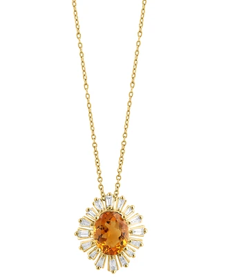 Effy Citrine (2 ct. t.w.) & Diamond (3/8 ct. t.w.) 18" Pendant Necklace in 14k Gold