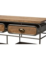Baxton Studio Grant Vintage 41.7" Rustic Industrial Finished Wood and Metal 2-Drawer Kitchen Cart