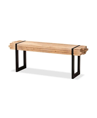 Baxton Studio Henson Rustic and Industrial 47.2" Natural Finished Wood and Finished Metal Bench
