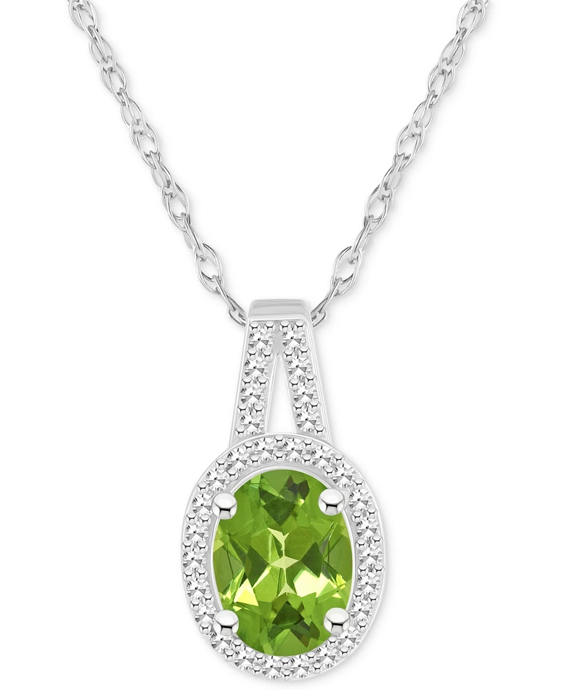 Amethyst (1-1/5 ct. t.w.) & Diamond (1/6 Oval Halo 18" Pendant Necklace Sterling Silver (Also Citrine, Garnet, Peridot, Blue Topaz)