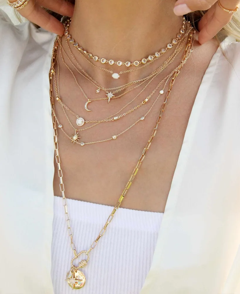 Ettika Crystal and 18K Gold Charmed For Sure Women's Necklace