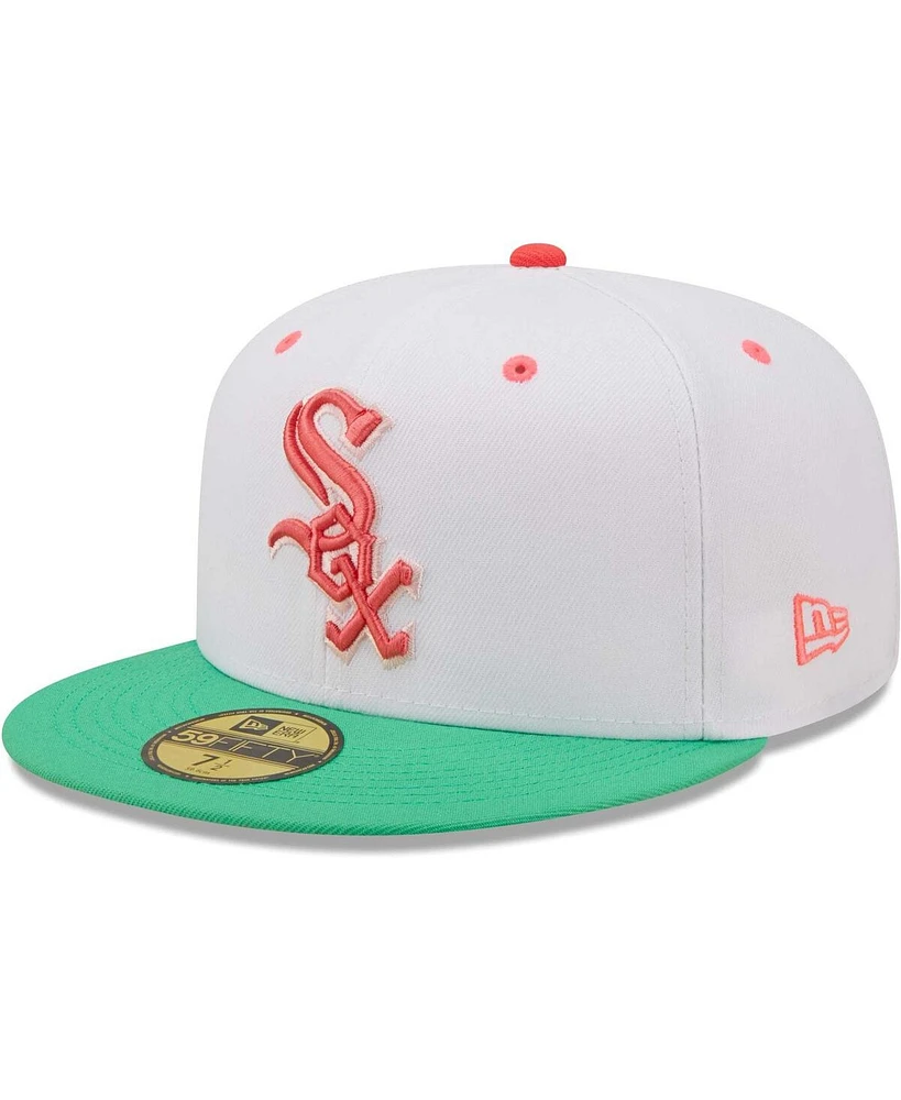 Men's New Era White and Green Chicago Sox Inaugural Season at Comiskey Park Watermelon Lolli 59FIFTY Fitted Hat