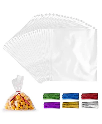 Zulay Kitchen 3 x 4 Inches Clear Cellophane Candy Bags With Ties