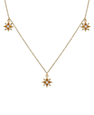Citrine (1/4 ct. t.w.) & Lab-grown White Sapphire (1/5 ct. t.w.) Star Dangle Collar Necklace in 14k Gold-Plated Sterling Silver, 16" + 2" extender