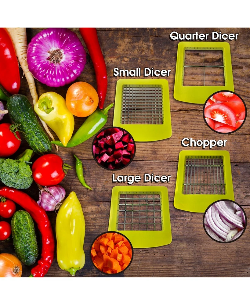 MegaChef 10-in-1 Multi-Use Salad Spinning Slicer, Dicer and Chopper with Interchangeable Blades and Storage Lids