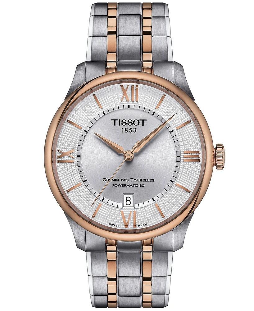 Tissot Unisex Swiss Automatic Chemin des Tourelles Powermatic 80 Two-Tone Stainless Steel Bracelet Watch 39mm