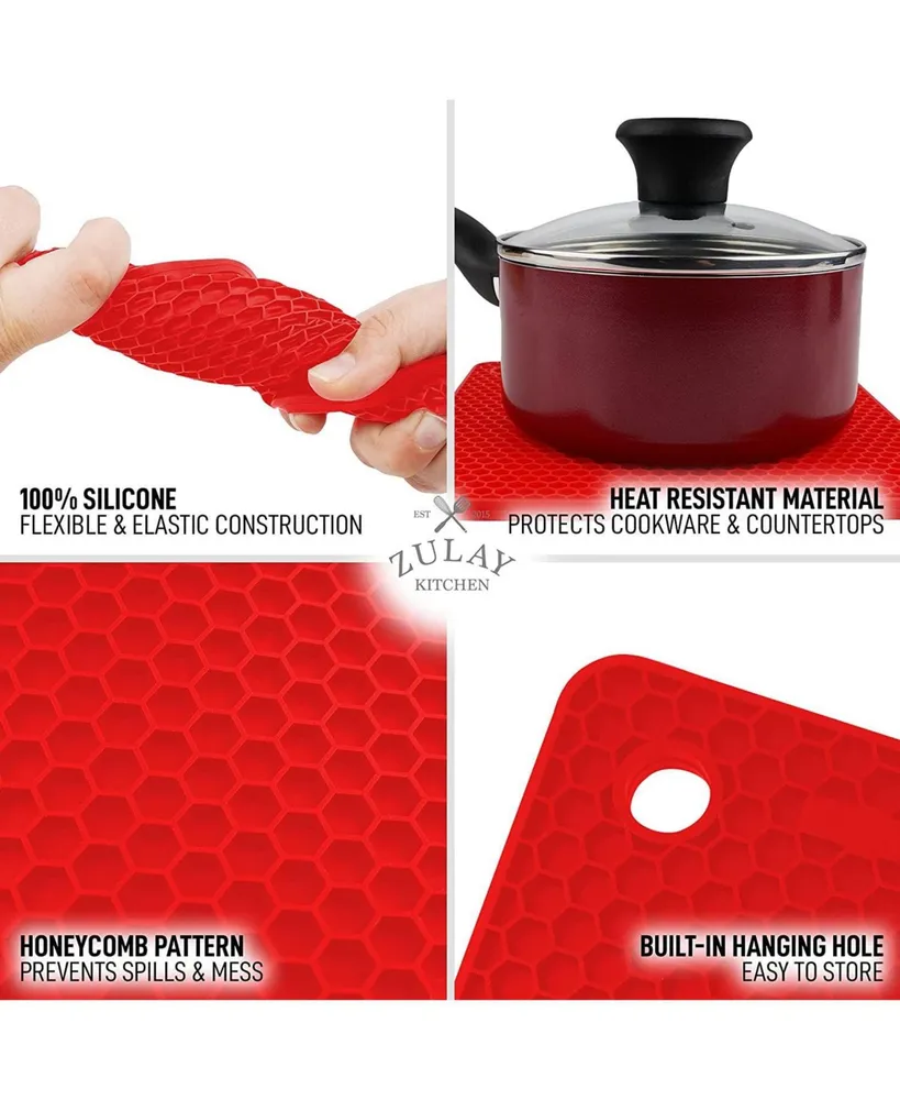 Zulay Kitchen 4 Pack Non-Slip Silicone Trivet Mat Set