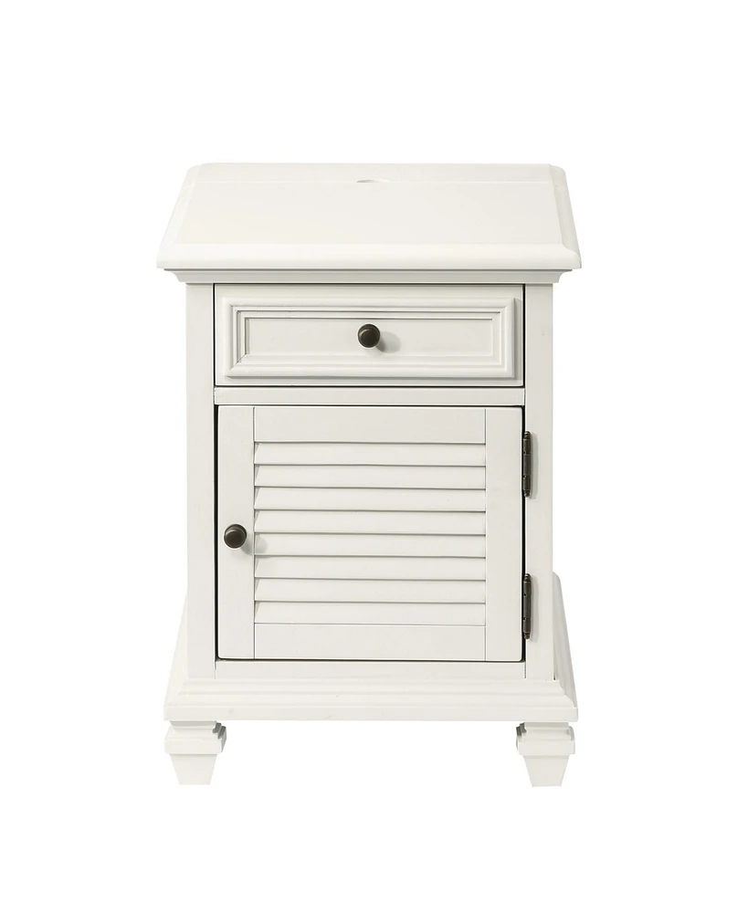 Steve Silver Charlestown 18" Wide Wooden Storage End Table with Usb Port