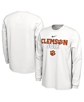 Men's Nike White Clemson Tigers On Court Long Sleeve T-shirt