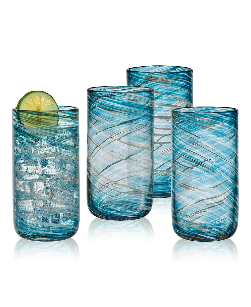 Mikasa Color Swirl 18 Ounce Highball Glass 4-Piece Set