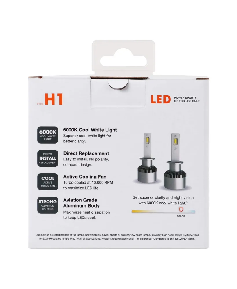 Sylvania H1 Led Powersport Headlight Bulbs for Off-Road Use or Fog Lights - 2 Pack