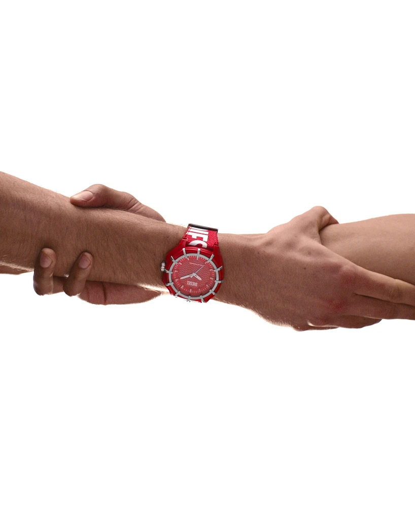 Diesel Men's Framed Three-Hand Solar-Powered Red Polyethylene Terephthalate Watch 51mm