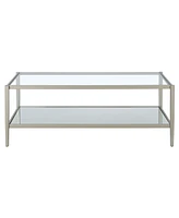 Hudson & Canal Hera 45" Wide Metal Rectangular Coffee Table with Mirror Shelf